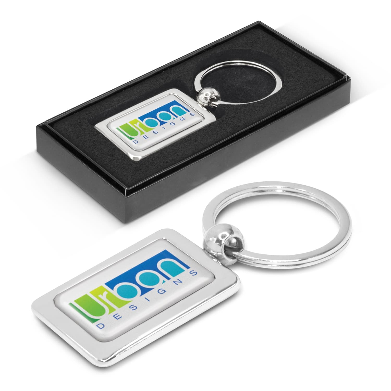 Rectangular Metal Key Ring-Active Image