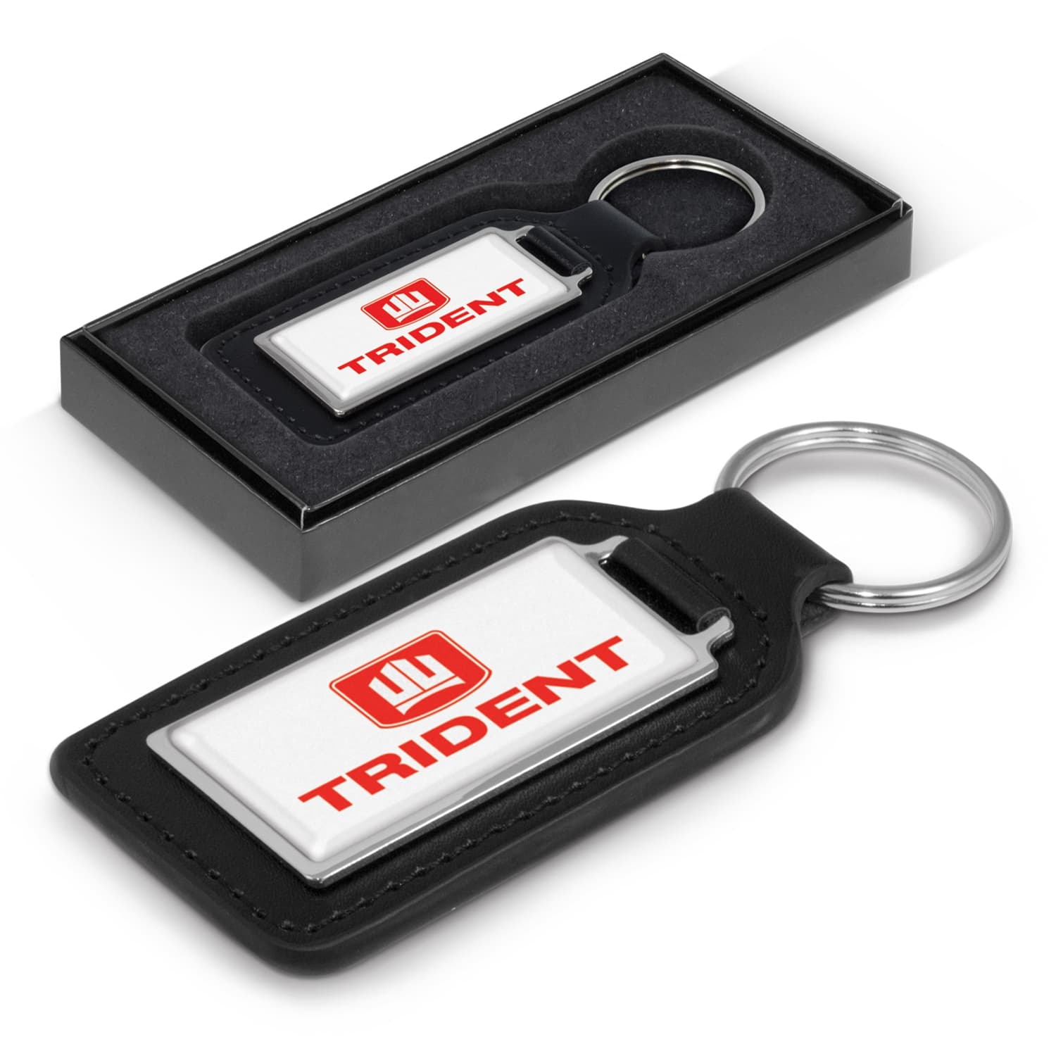 Baron Leather Key Ring - Rectangle-Active Image