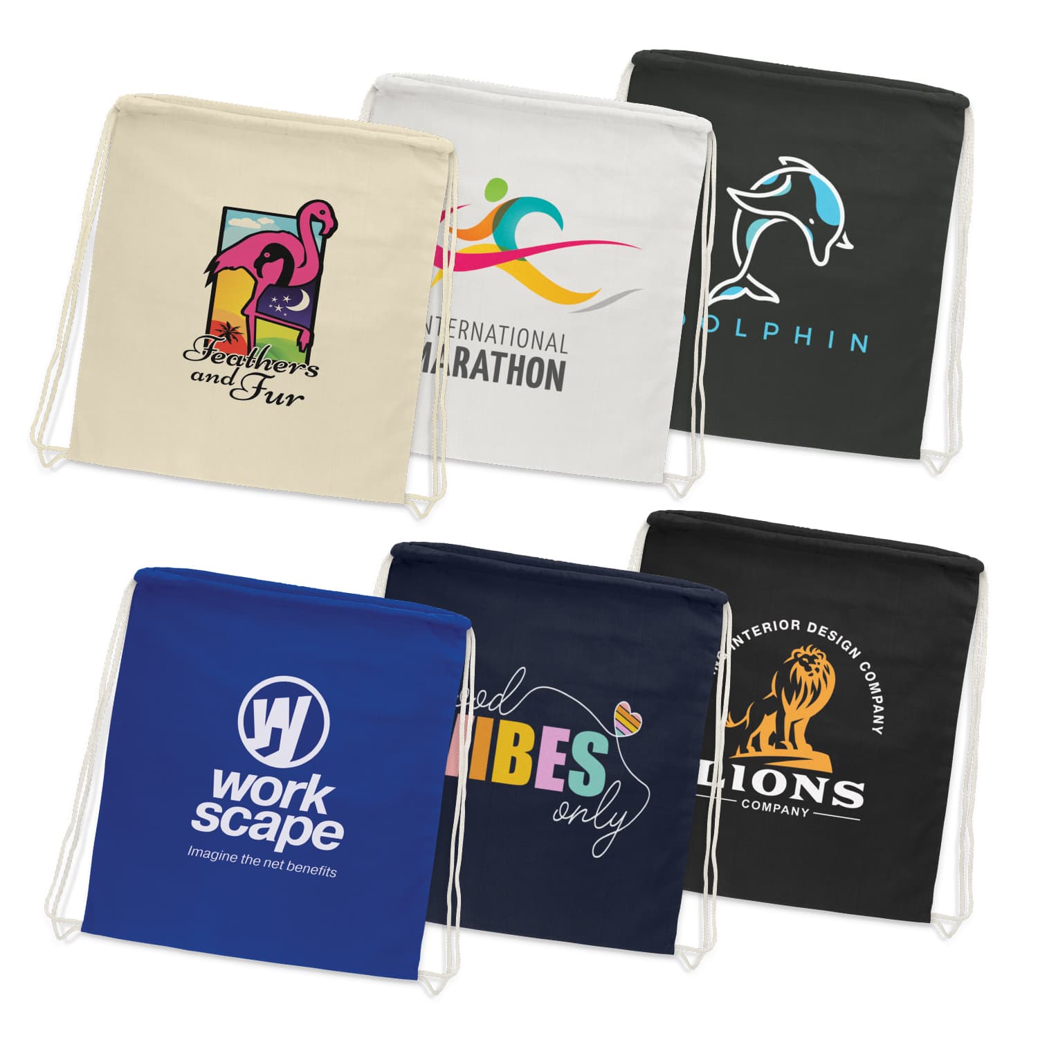 Cotton Drawstring Backpack-Active Image