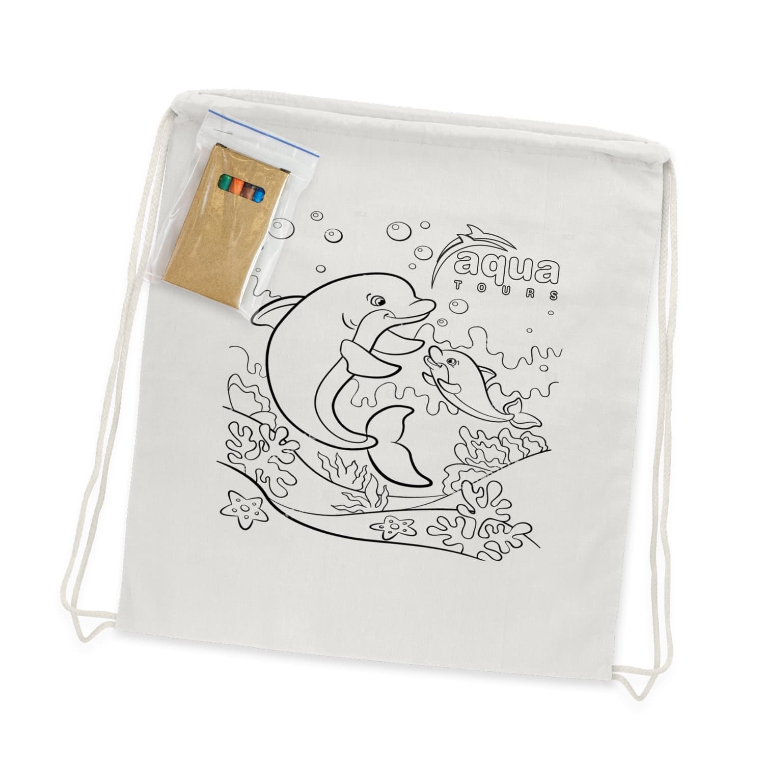 Cotton Colouring Drawstring Backpack-Active Image