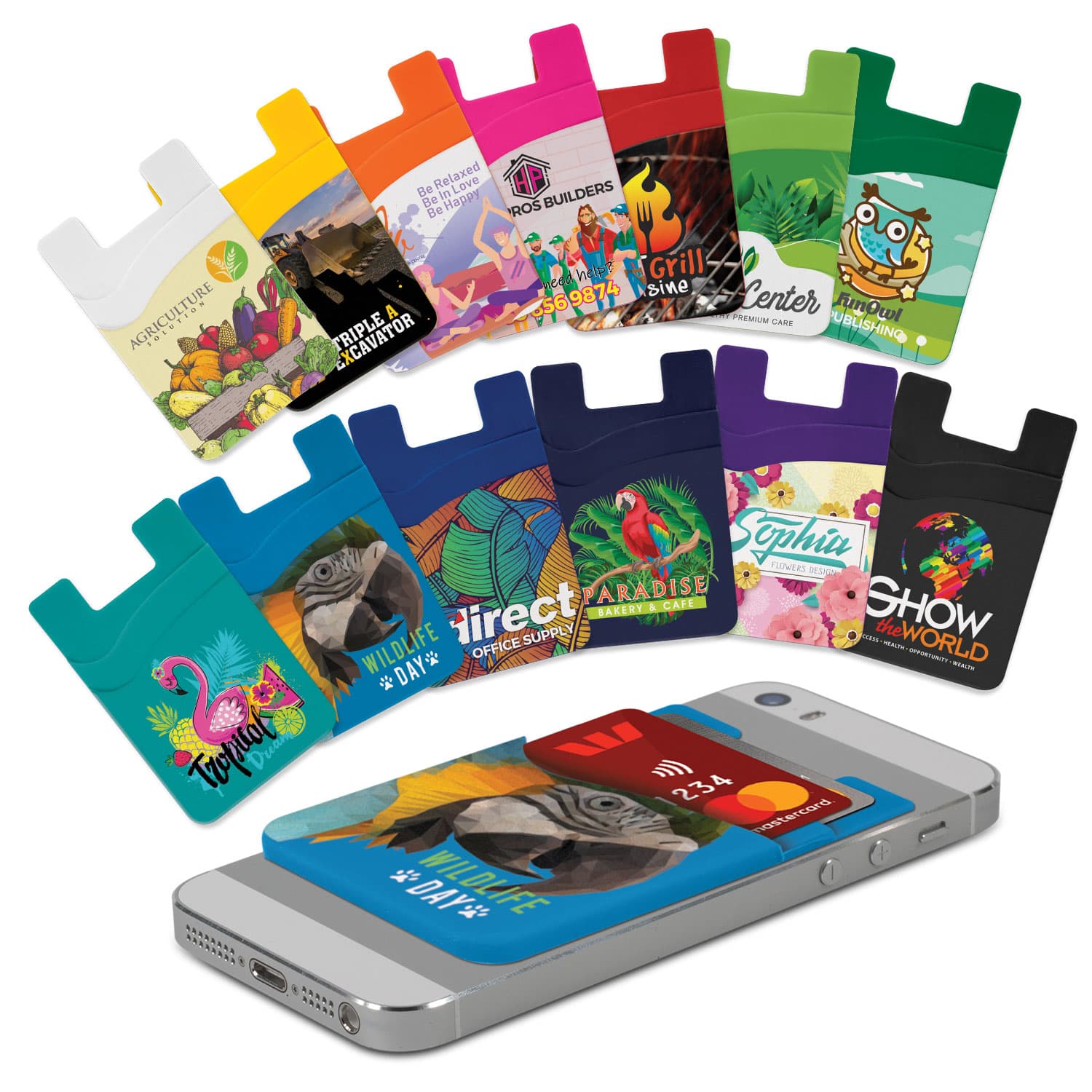Dual Silicone Phone Wallet - Full Colour-Active Image