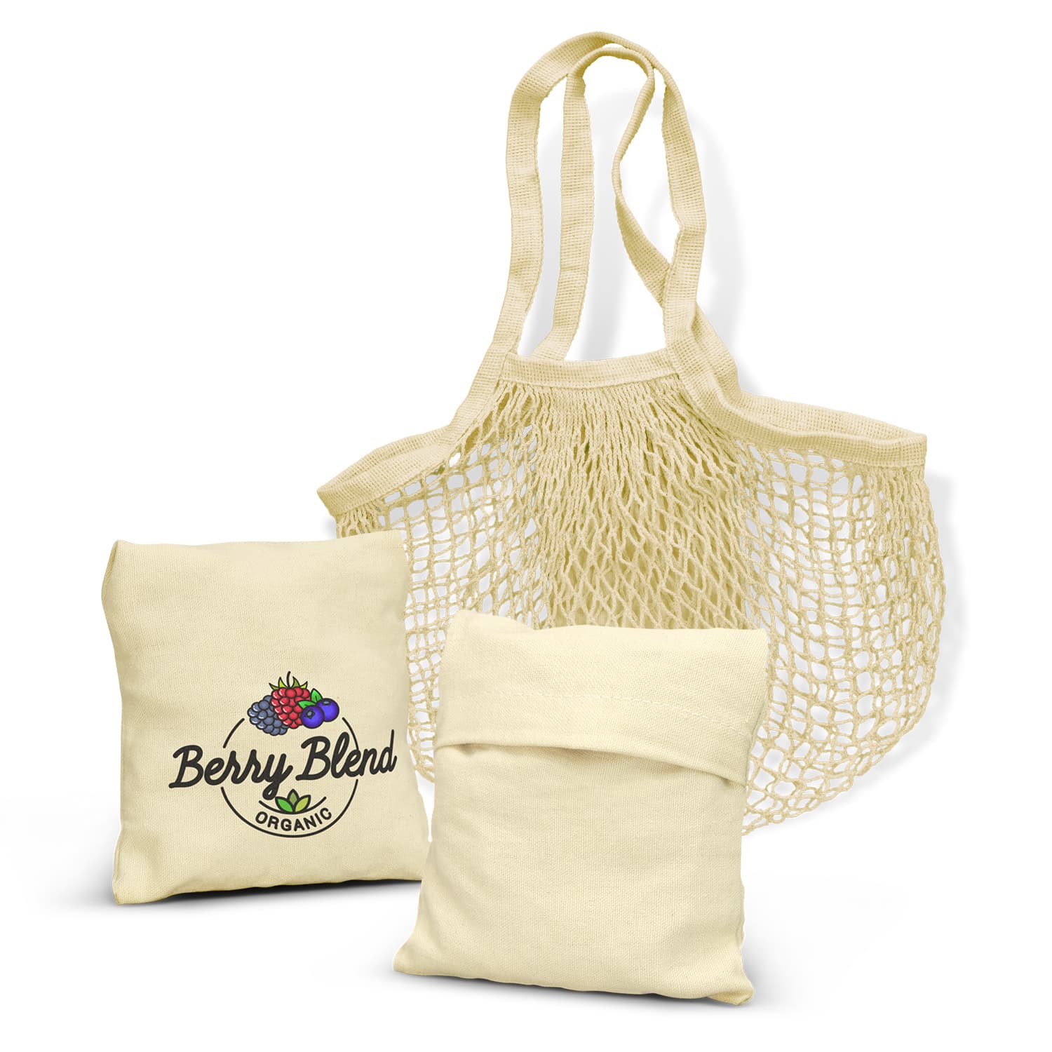 Cotton Mesh Foldaway Tote Bag-Active Image