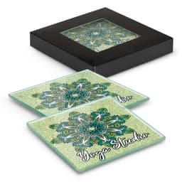 Venice Glass Coaster - Set of 2 - Square - Full Colour - image 2