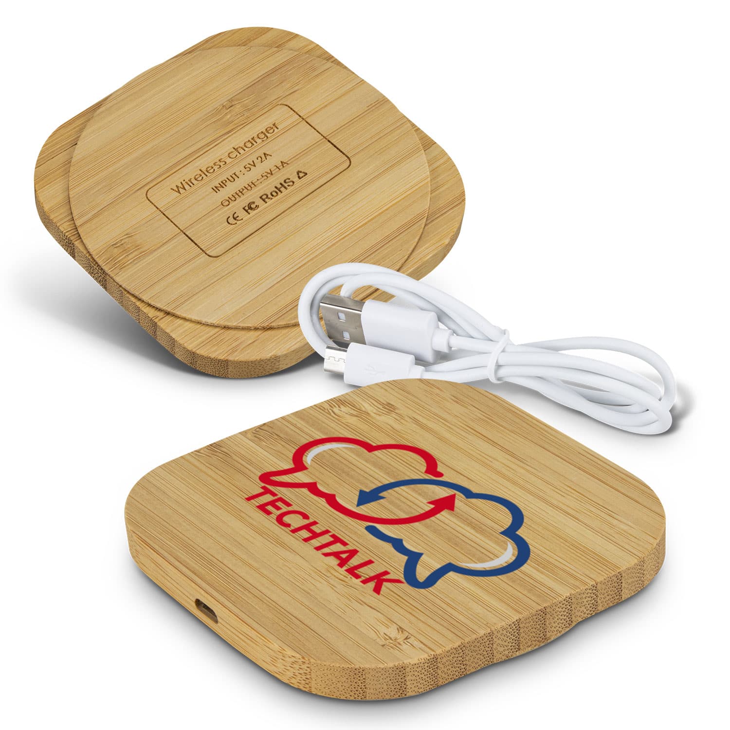 Vita Bamboo Wireless Charger - Square-Active Image