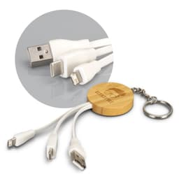 Bamboo Charging Cable Key Ring - Round - image 2