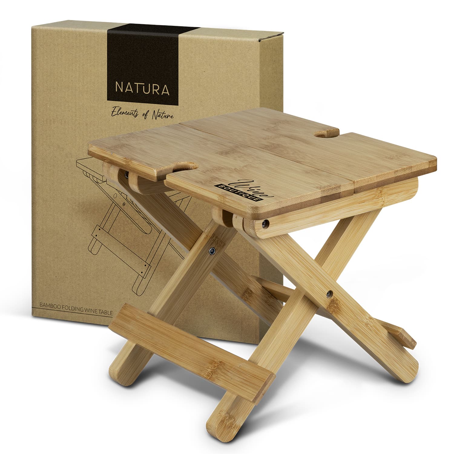 NATURA Bamboo Folding Wine Table-Active Image
