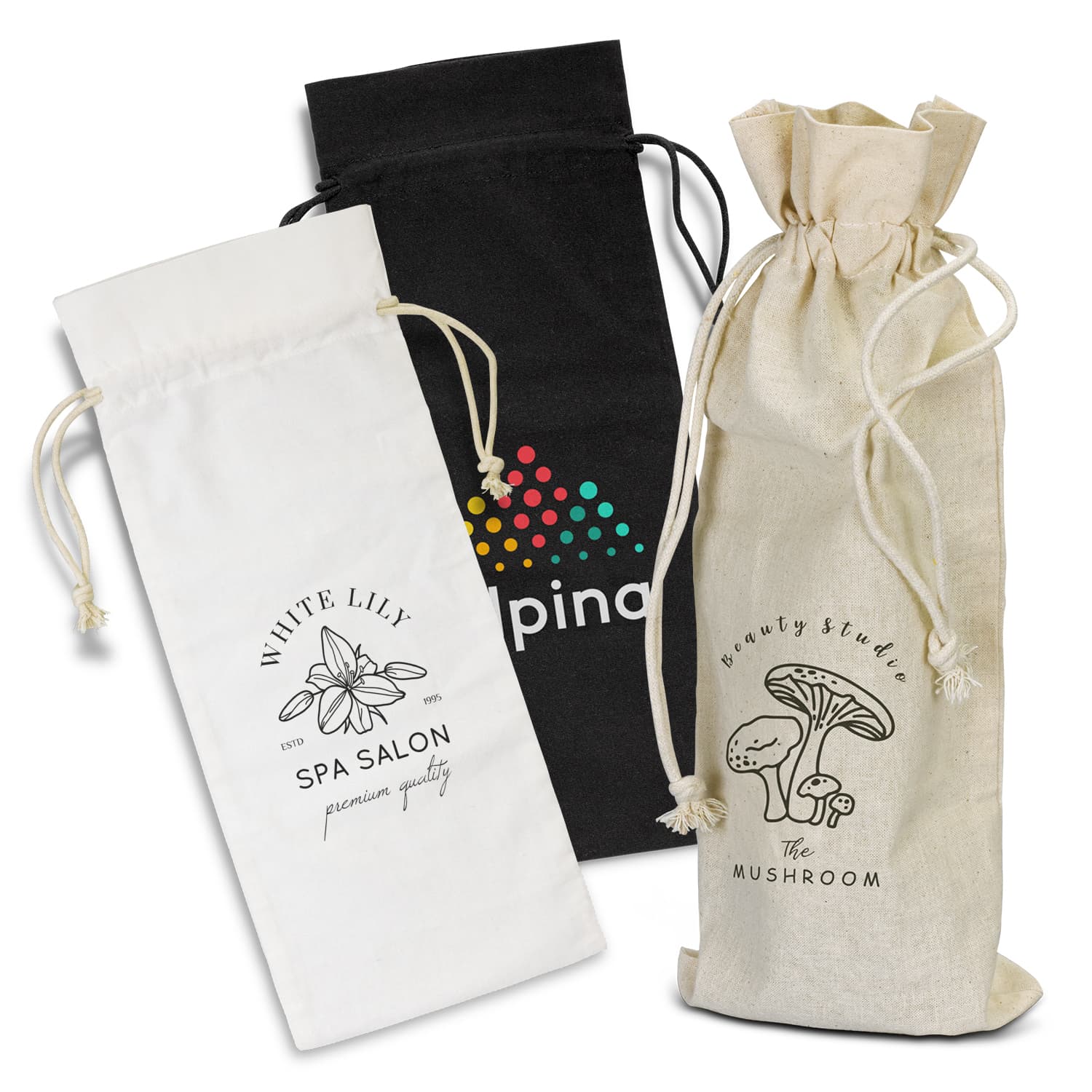 Cotton Wine Drawstring Bag-Active Image