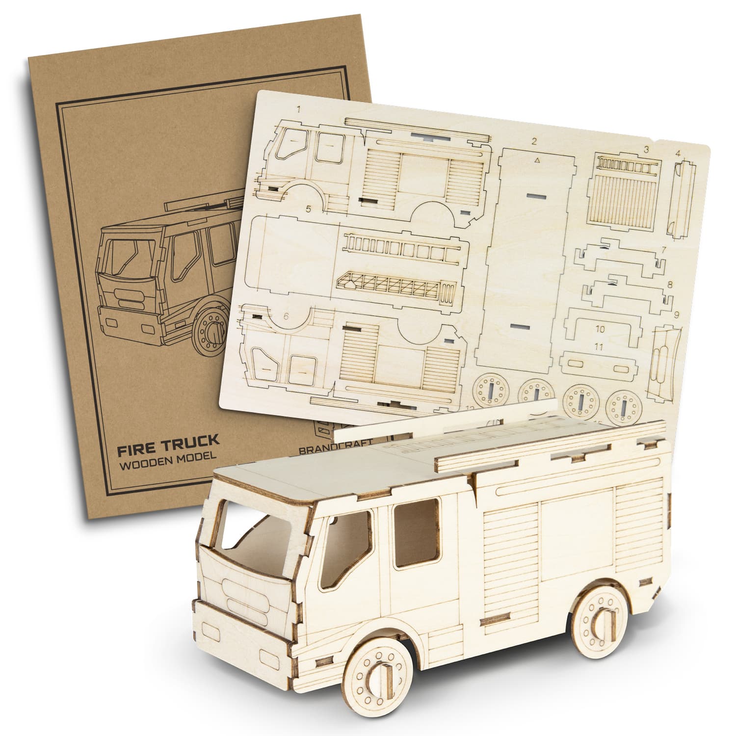 BRANDCRAFT Fire Truck Wooden Model-Active Image