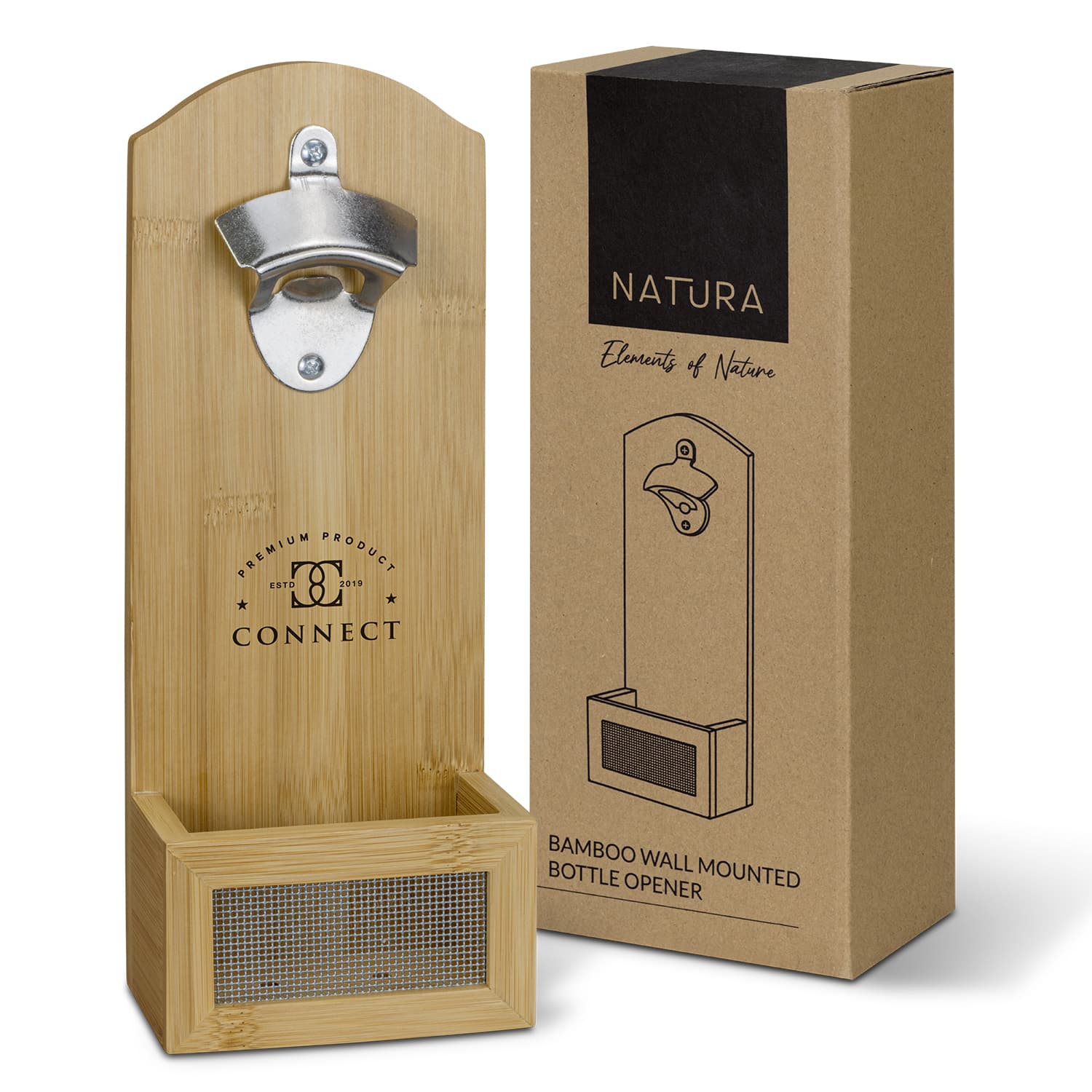 NATURA Bamboo Wall Mounted Bottle Opener-Active Image
