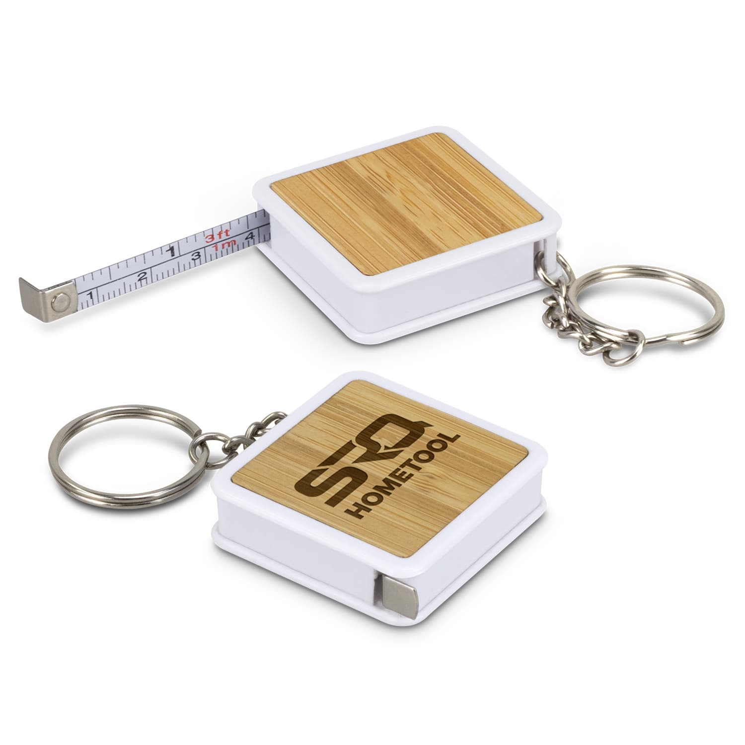 Bamboo Tape Measure Key Ring-Active Image