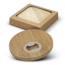Bamboo Bottle Opener Coaster - Set of 2 - Round - image 2