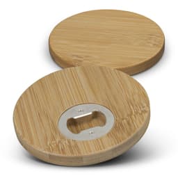 Bamboo Bottle Opener Coaster - Set of 2 - Round - image 1