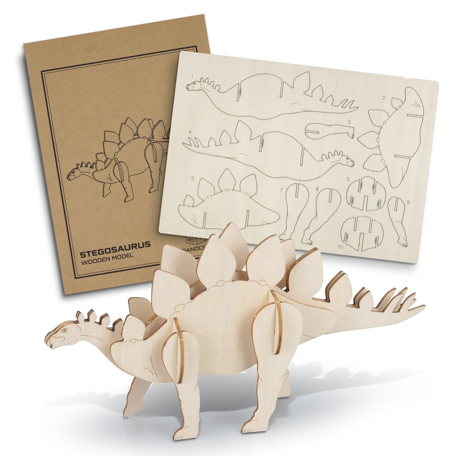 BRANDCRAFT Stegosaurus Wooden Model-Active Image
