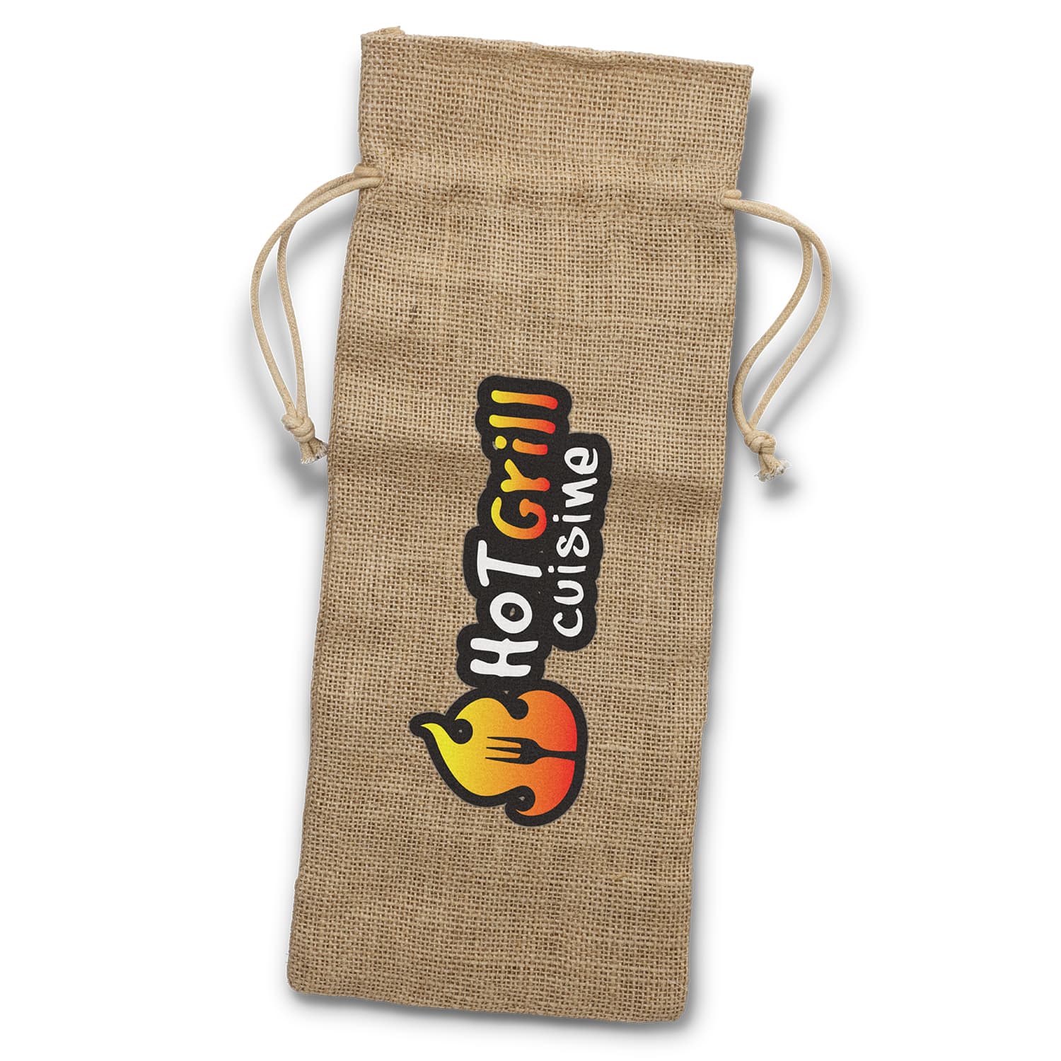 Jute Wine Drawstring Bag - Sale-Active Image