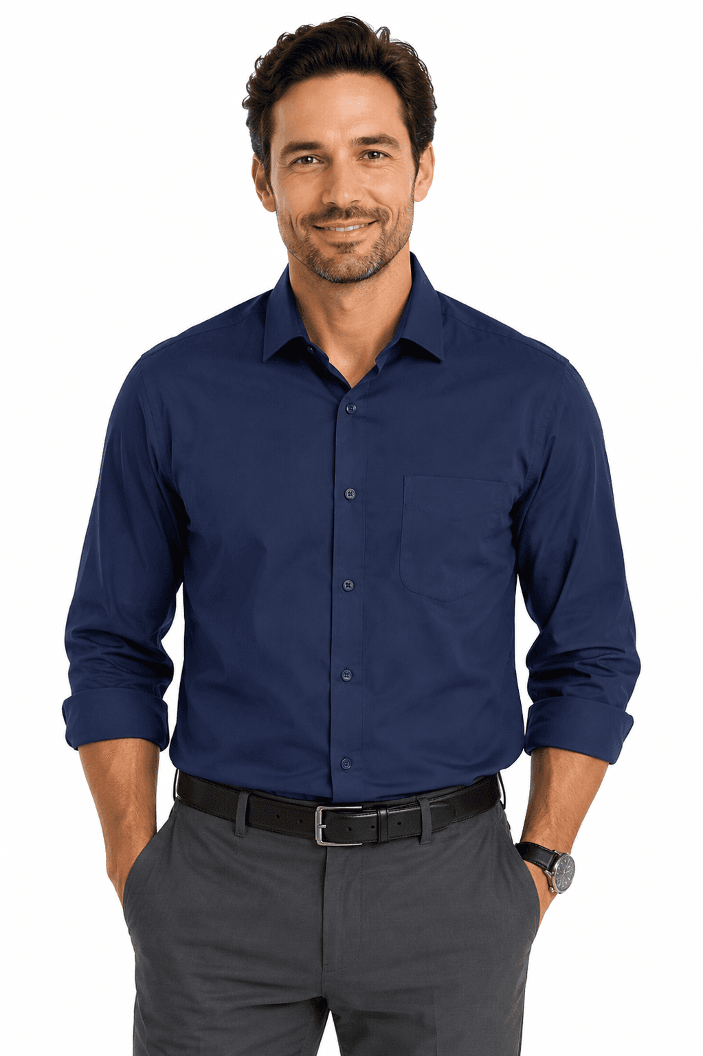MOSMAN MENS SHIRT LONG SLEEVE - 1903L-Active Image
